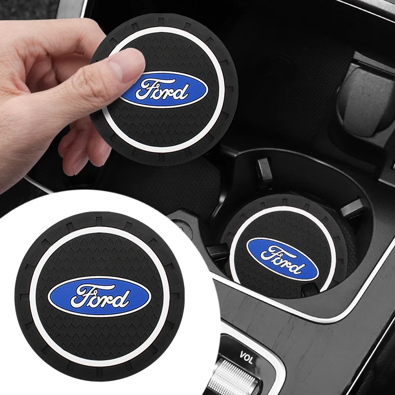 

1/2pcs Car coaster parts Anti-slip Mat Water Cup Holder Pad For Ford Fusion Transit Mondeo Mk4 Kuga 2 Focus Explorer F150 Ranger