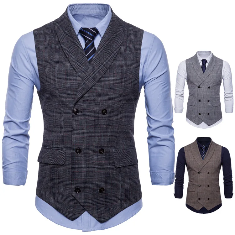 

2022 New British Style Business Vest Fashion Slim Fit Leisure Lattice Vest