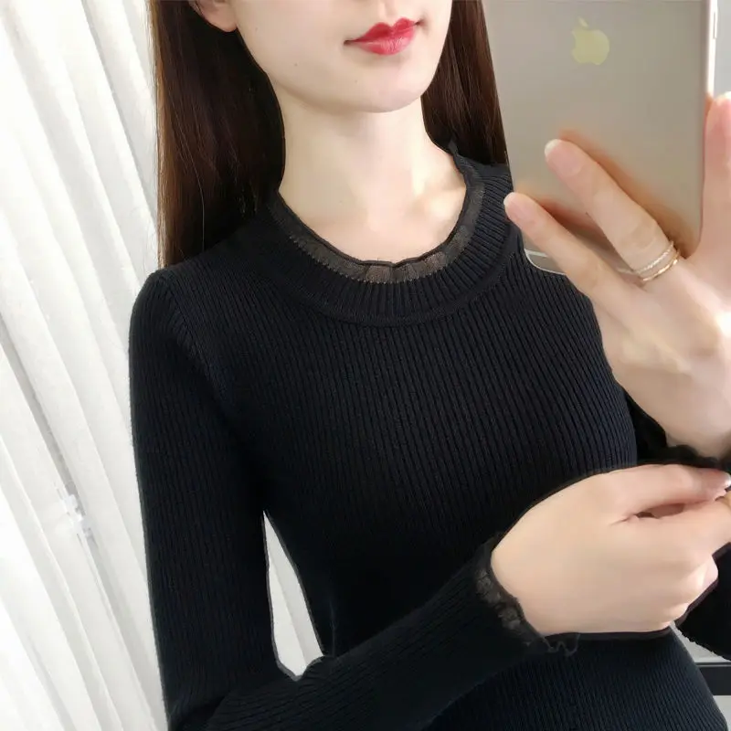 

High Quality Pure Colors Spring Autumn Winter European Style Women Fashion Pullovers Knitted Sweater Ladies 2023 News V125