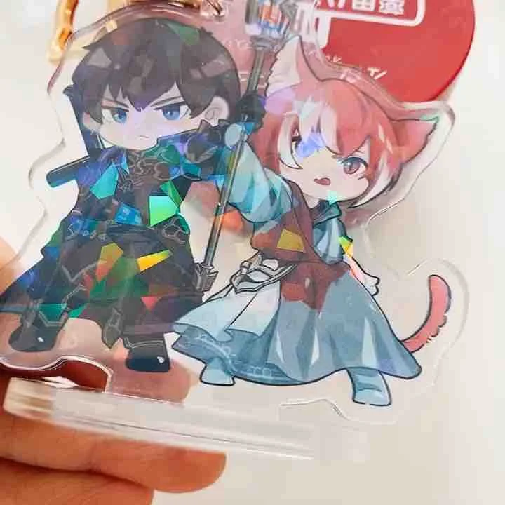 

Anime Final Fantasy XIV Game G'raha Tia Warrior of Light FF14 Cartoon Acrylic Keychain Stand Model Figure Pendant Keyring Gift