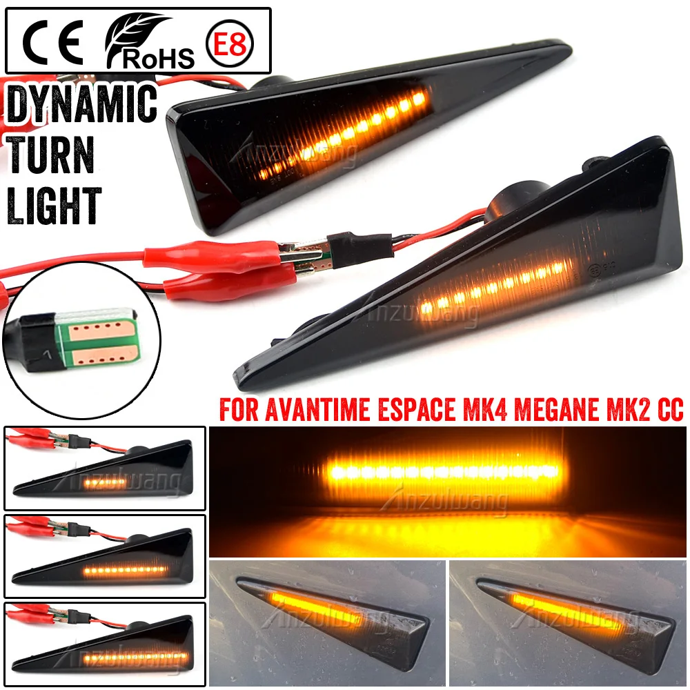 

Pair LED Dynamic Side Marker Light Turn Signal Lamp for Renault Megane MK2 CC Scenic Espace 4 Vel Satis Wind Avantime Thalia 2