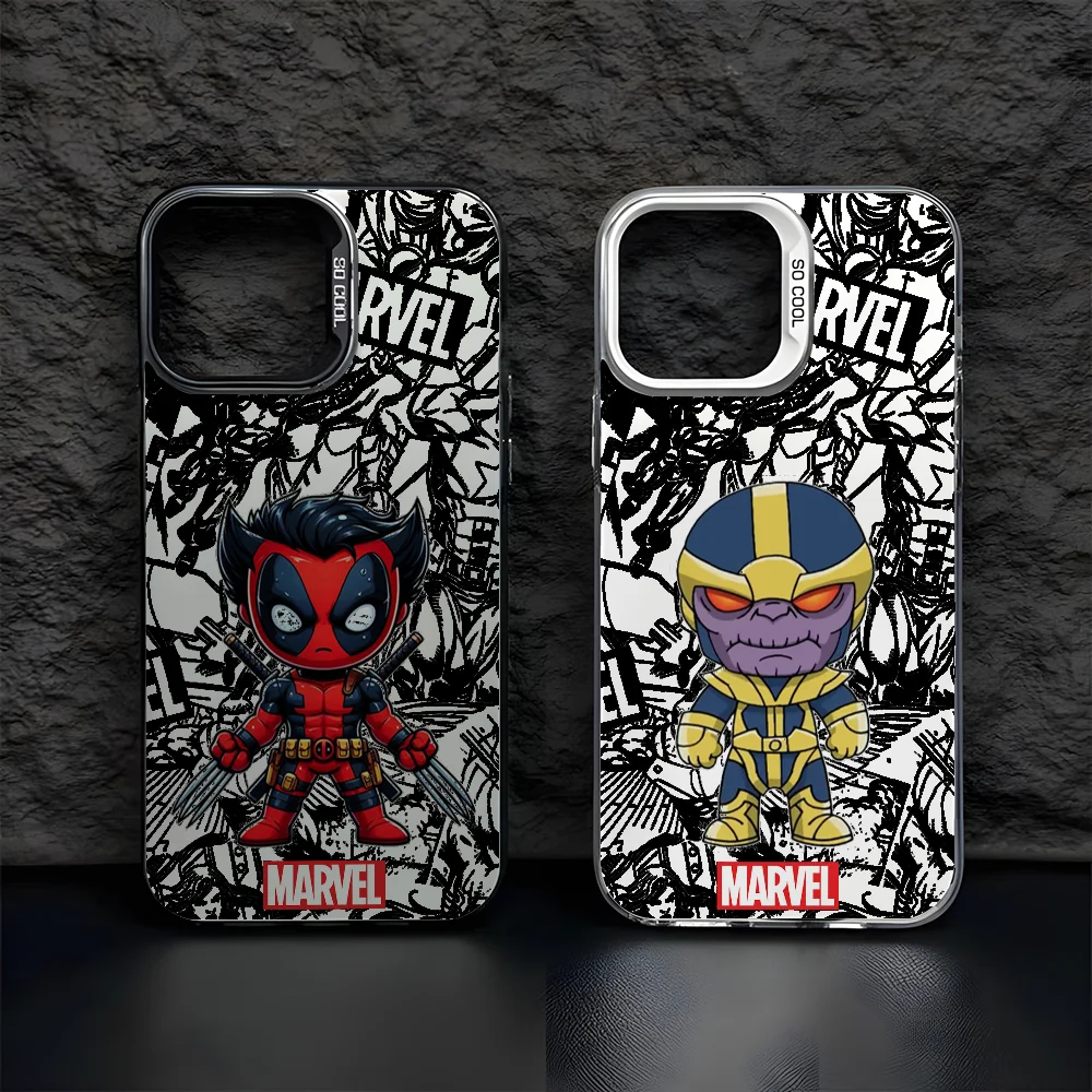 Чехол для телефона Deadpool Thanos iPhone 16 15 14 13 12 11 Pro Max черный матовый многоцветный