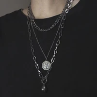 hip hop trend men and women necklace sweater chain cool multi layer geometric ornaments bungee jumping party accessories