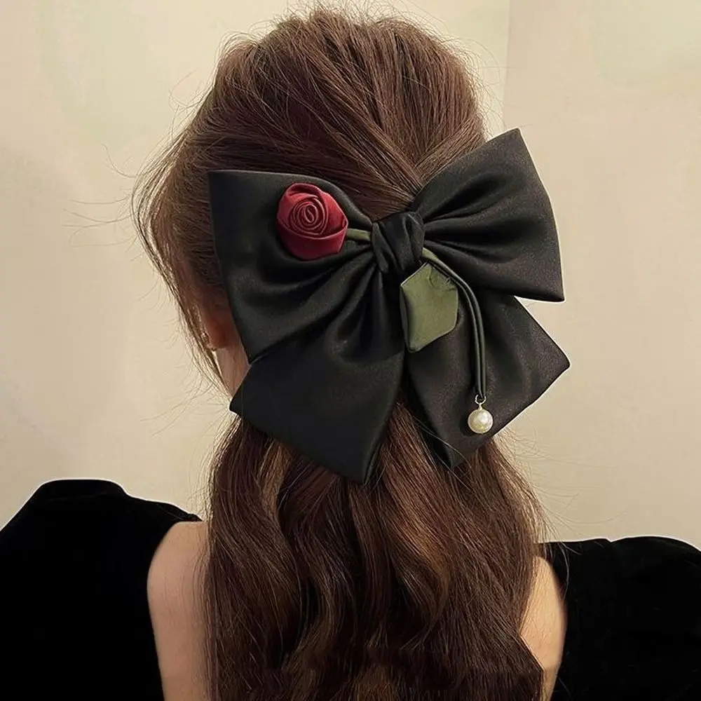 

Elegant Large Bow Spring Clip Sweet Hair Clips Girls Rose Flower Hairpins Women Bowknot Ponytail Holder Hairgrip Gifts Headdress
