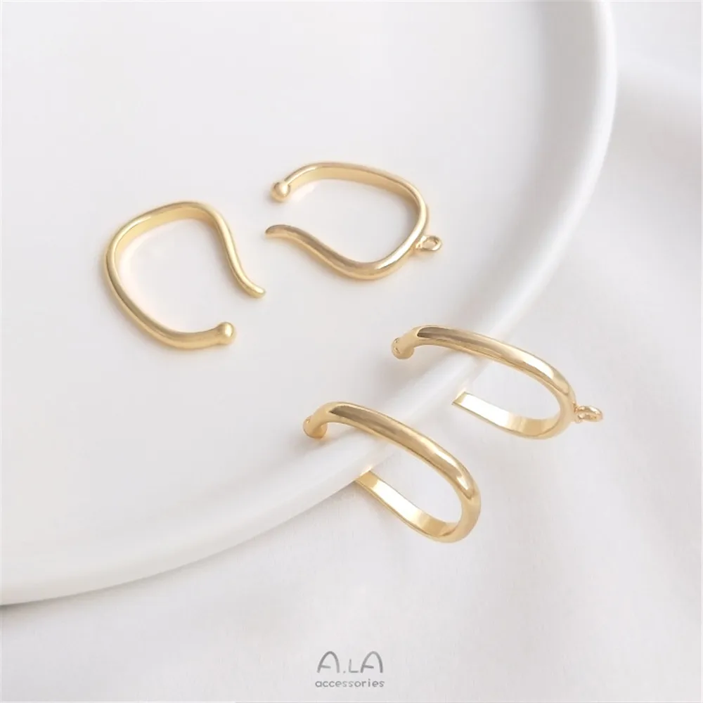 

14K gold clad painless ear clips with dangling open dangling ring handmade diy earrings ear hook handmade earrings accessories