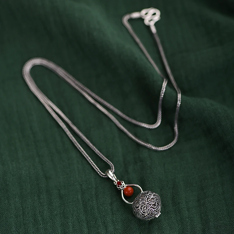 ZABRA из серебра 925 пробы выдолбленный кулон-саше для женщин портативное