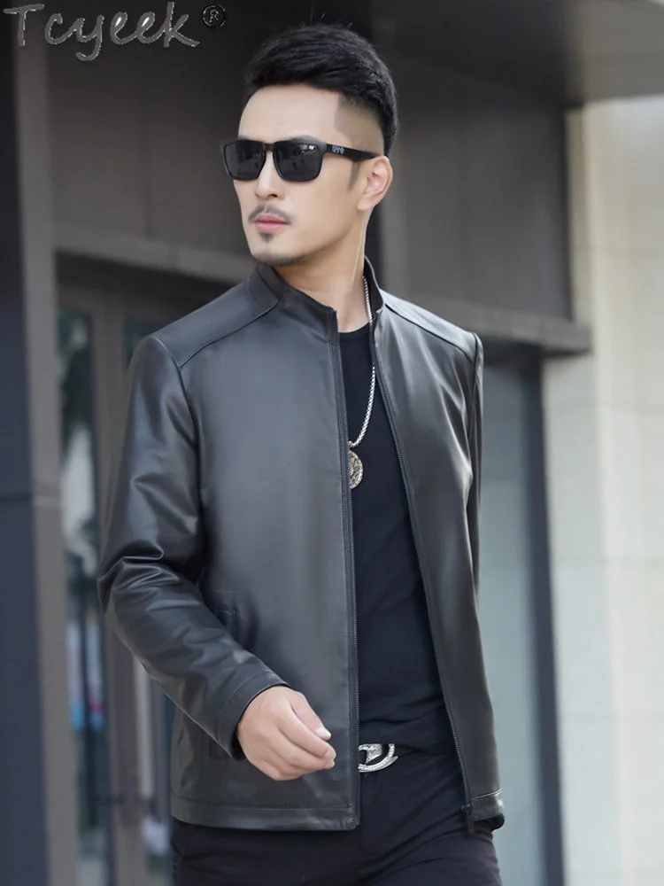 

Jacket Real Men Clothing Short Genuine Cowhide Coat Male Casual Leather Jackets Spring Fall Chaquetas Hombre Tide