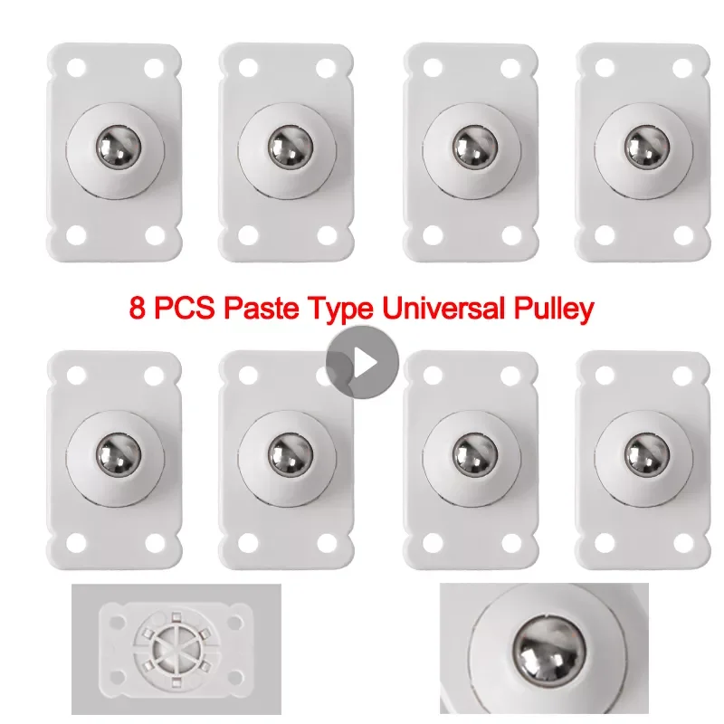 

8PCS Portable Wheel Rollers Self Adhesive Casters For Storage Box For Furniture Bottom Mobile Noiseless Casters Pulley Home Tool