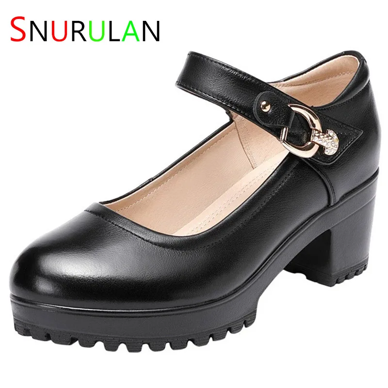 

Small Big Size 32-43 Block Heel Platform Shoes 2023 Fall Spring Med Heels Pumps Ladies Wedding Work Shoes for Office