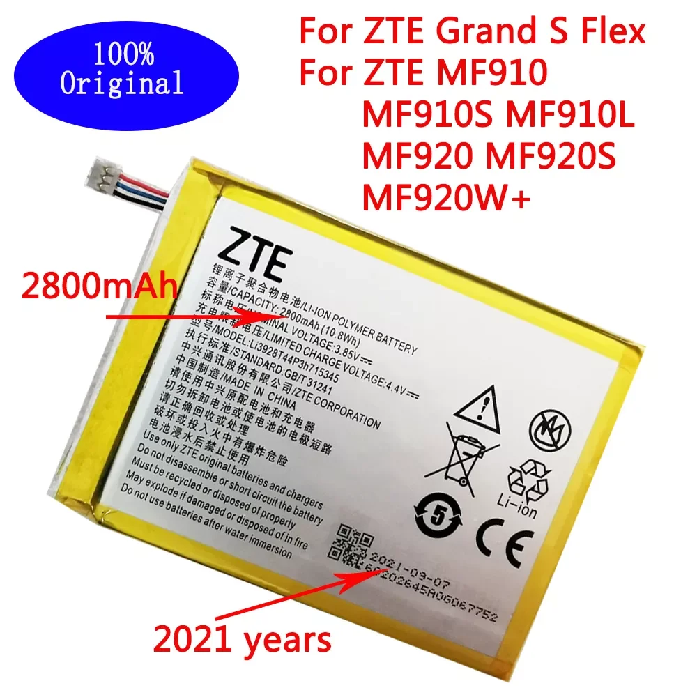 

2023NEW 100% Original 2800mAh LI3820T43P3h715345 Battery For ZTE Grand S Flex / For ZTE MF910 MF910S MF910L MF920 MF920S MF920W+