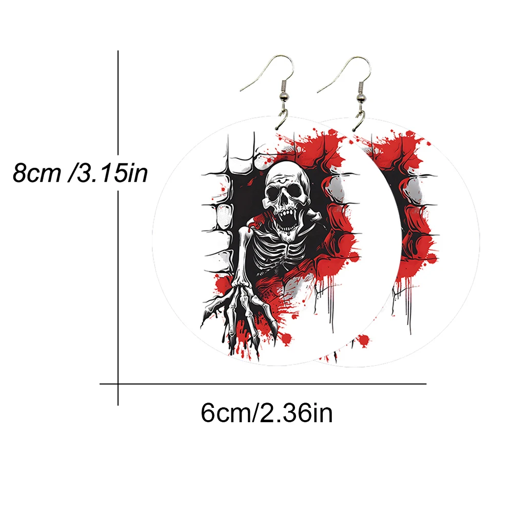 1 Пара Стильных Деревянных Висячих Сережек На Тему Хэллоуина Летучие Мыши Череп