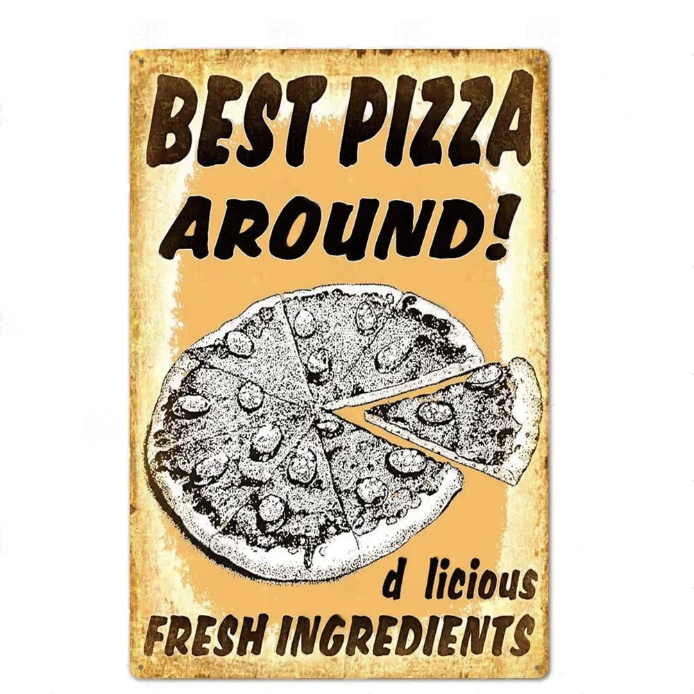 Металлический знак для пиццы винтажный фотографический декор стен в стиле ретро