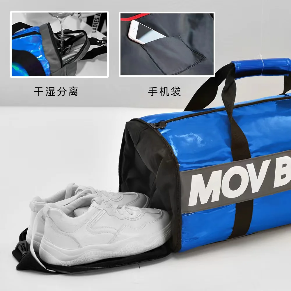 The New Dry-wet Split Swimming Handbags Includes Shoe-side Exercise Training Yoga Backpack Kit Laser Pu Leather Gym Shoulder Bag