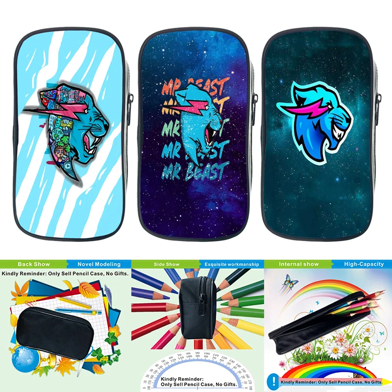 

Mr Beast Gaming Pencil Case Big Waterproof Stationery Gift Girls Students Pencil Bag Makeup Cosmetic Bag Single Layer Travel Box