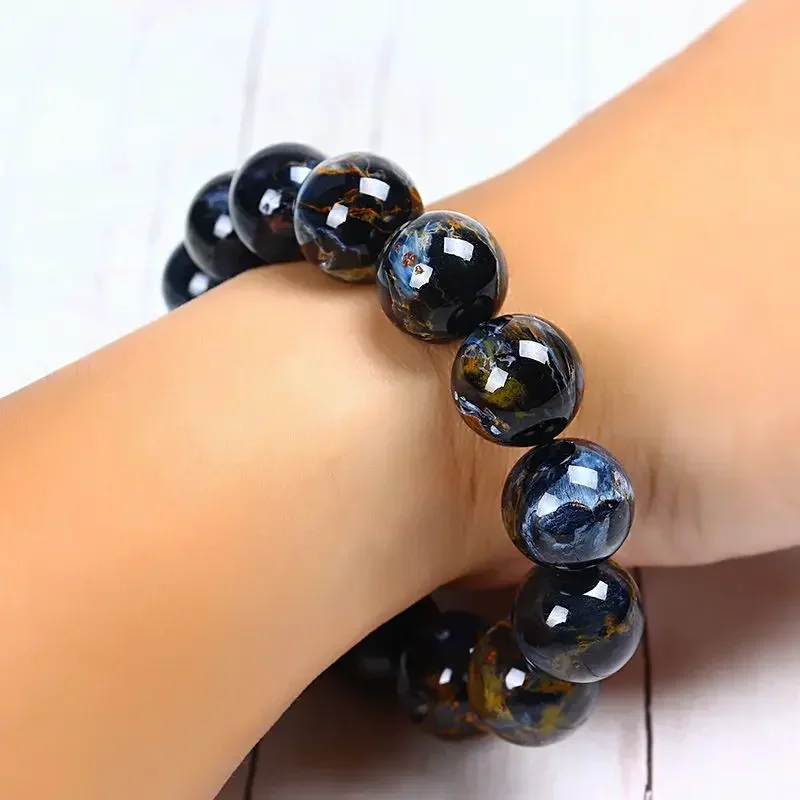 Коллекционный браслет с круглыми бусинами Питер камень Орлиный глаз эффект