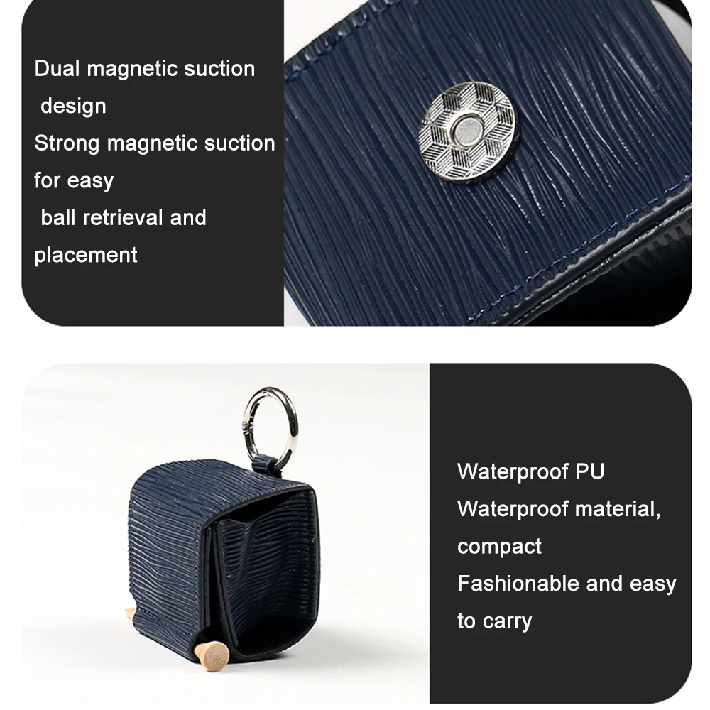 PU Leather Golf Ball Storage Golf Pouch Bag Portable Golf Waist Holder Bag Mini Golf Ball Container Waist Storage Golf Bag