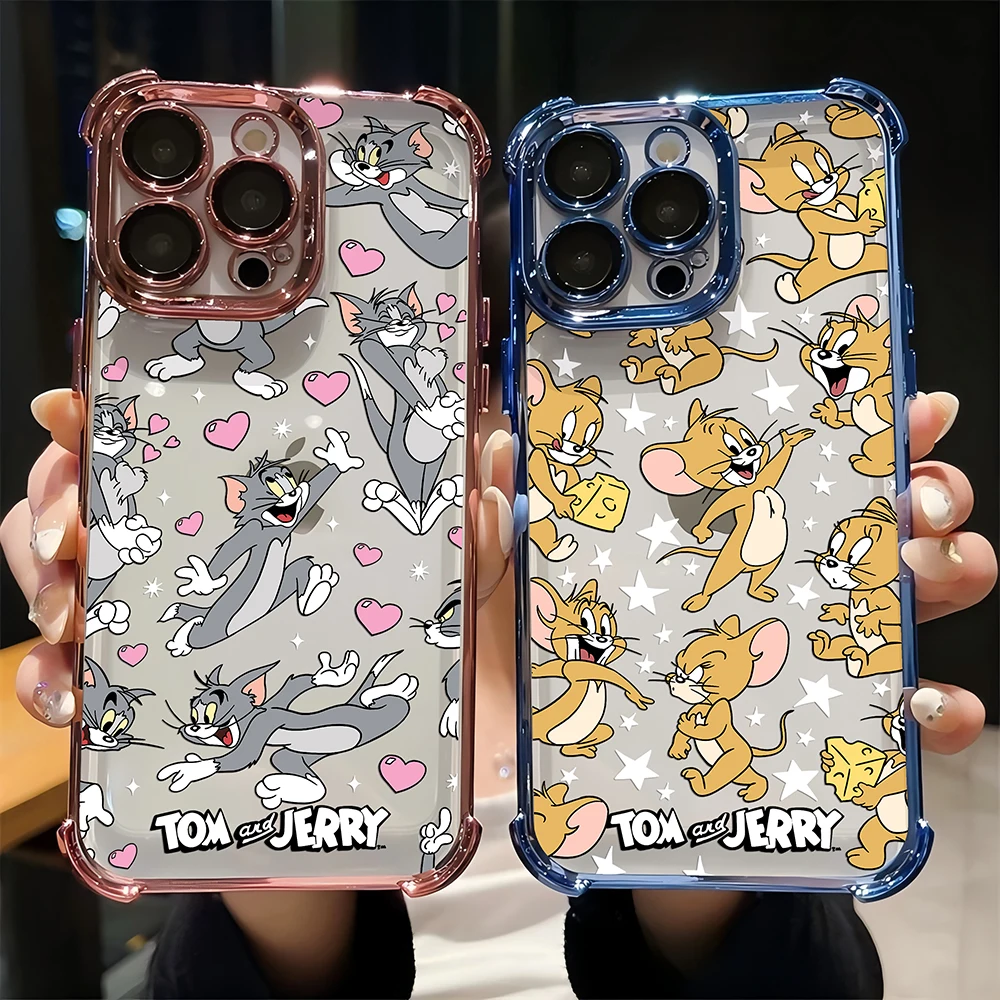 Милый чехол Toms and JerrSPlating для Samsung S24 S23 S22 S21 S20 FE Note20 Plus Ultra Lite 5G противоударный