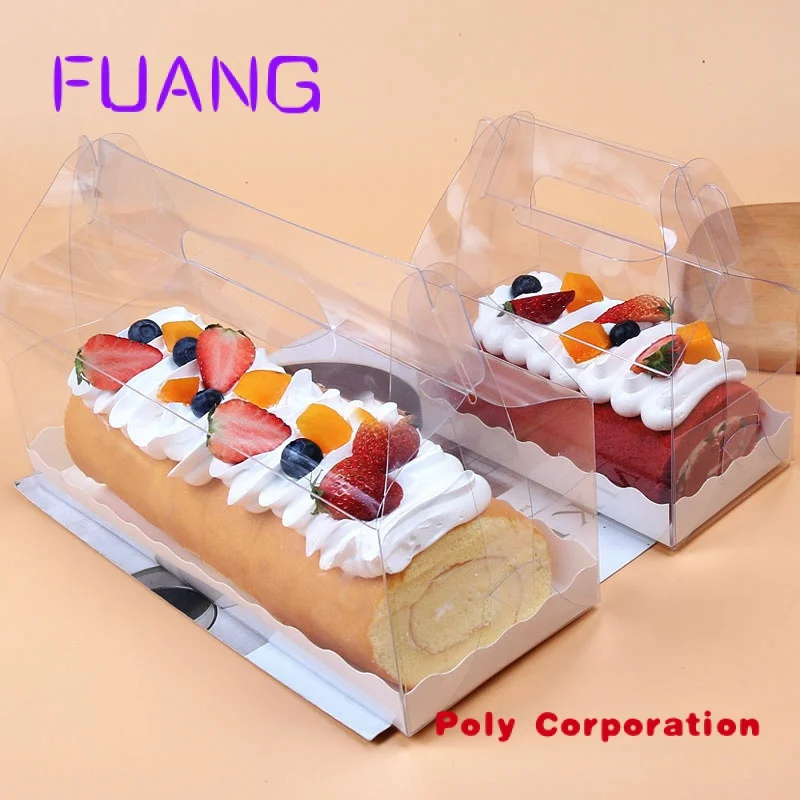 Custom takeout transparent cubic clear plastic candy cake boxes with handle clear plastic cake box packaging