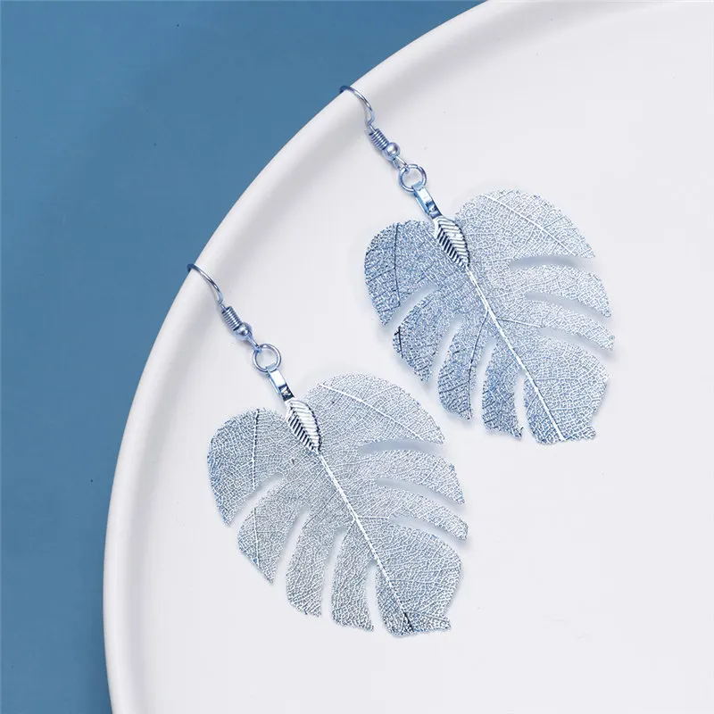 vivilady hot sale monstera beach leaf pendant women drop earrings european brand tropical plant shape summer party jewelry free global shipping
