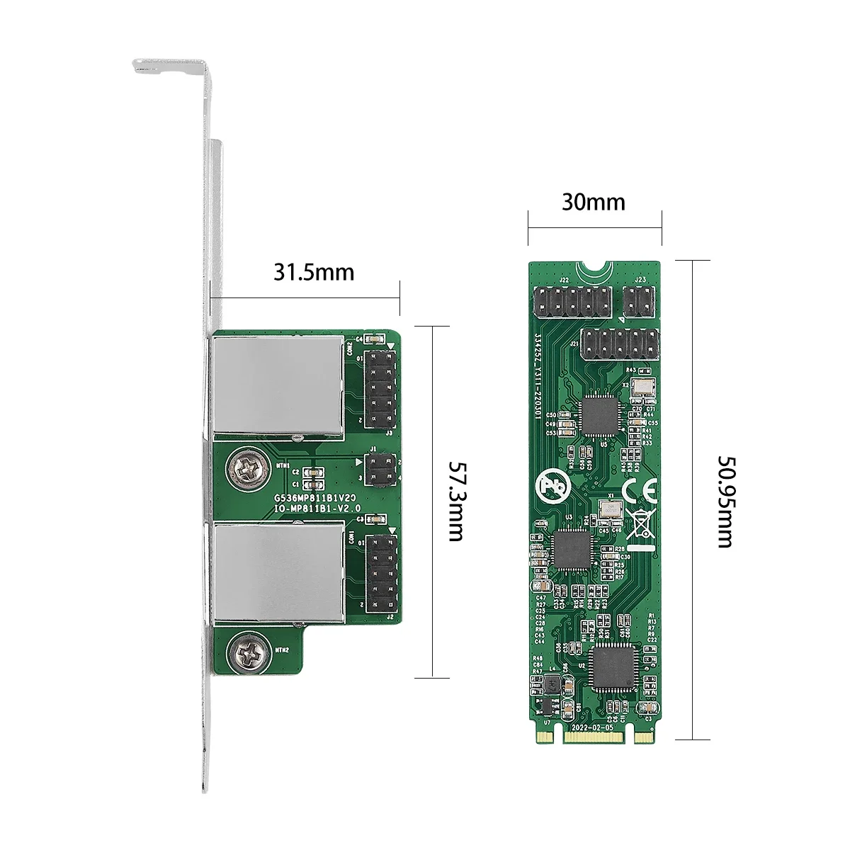 Сетевая карта IOCREST M.2 для двухпортового 2 5G Ethernet NIC 22*80 мм размер B и ключ M 2500 Мбит/с