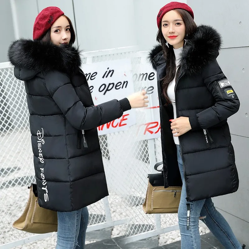 Large Wool Collar Cotton Jacket Women's Long Loose Fashion Cotton-padded Jacket Explosion-style Cotton Coat 2022 New