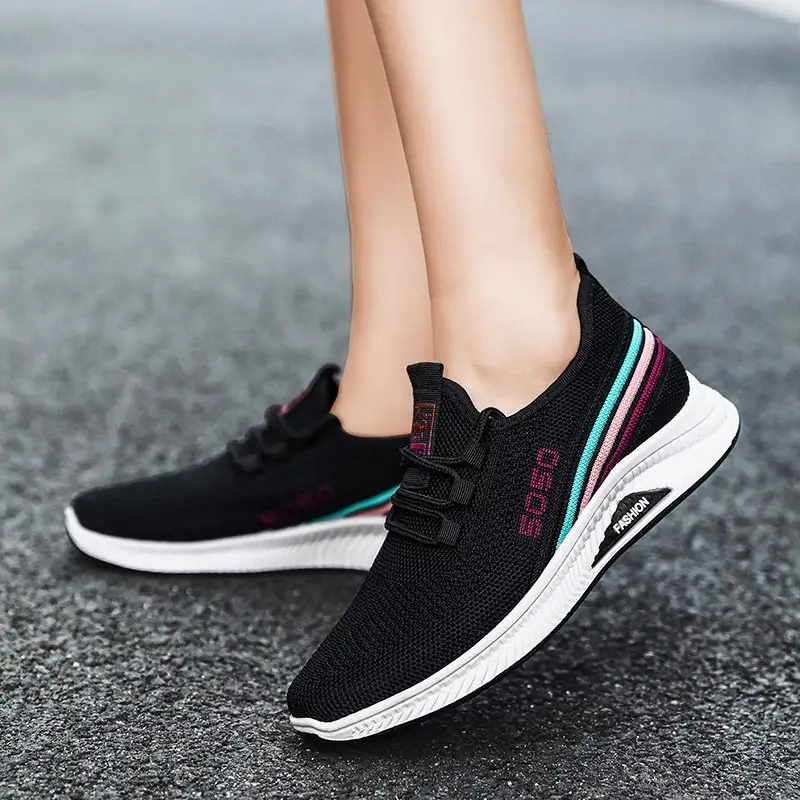

breathable mesh Women Black Sport Shoes Girl's Sneakers Running Shoes Couple Platform Sports Shoes Red Sneakers Women Tenis