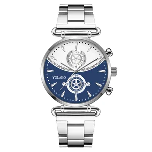 Fashion Round Quartz Bussines Dial Casual Wrist Watches Stainless Strap Fashionable Clock Waterproof