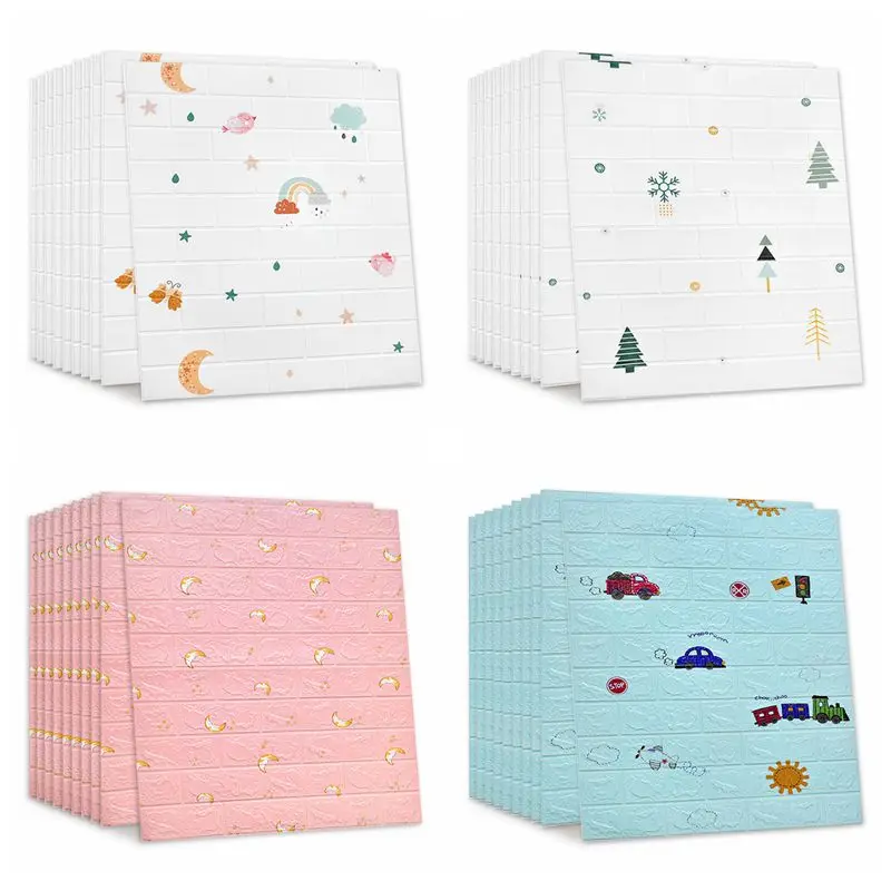 10 шт. Мультяшные 3D наклейки на стену для детской комнаты милые обои 77 см x 70 см 3D кирпичные самоклеящиеся водонепроницаемые наклейки для декорирования стен s