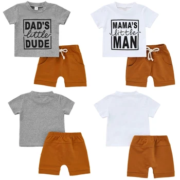 Baby Boys Clothing Sets Short Sleeve Top+Pocket Shorts Letter Print Kids Clothing Sets 2pcs Clothing Groups Children Clothes 1