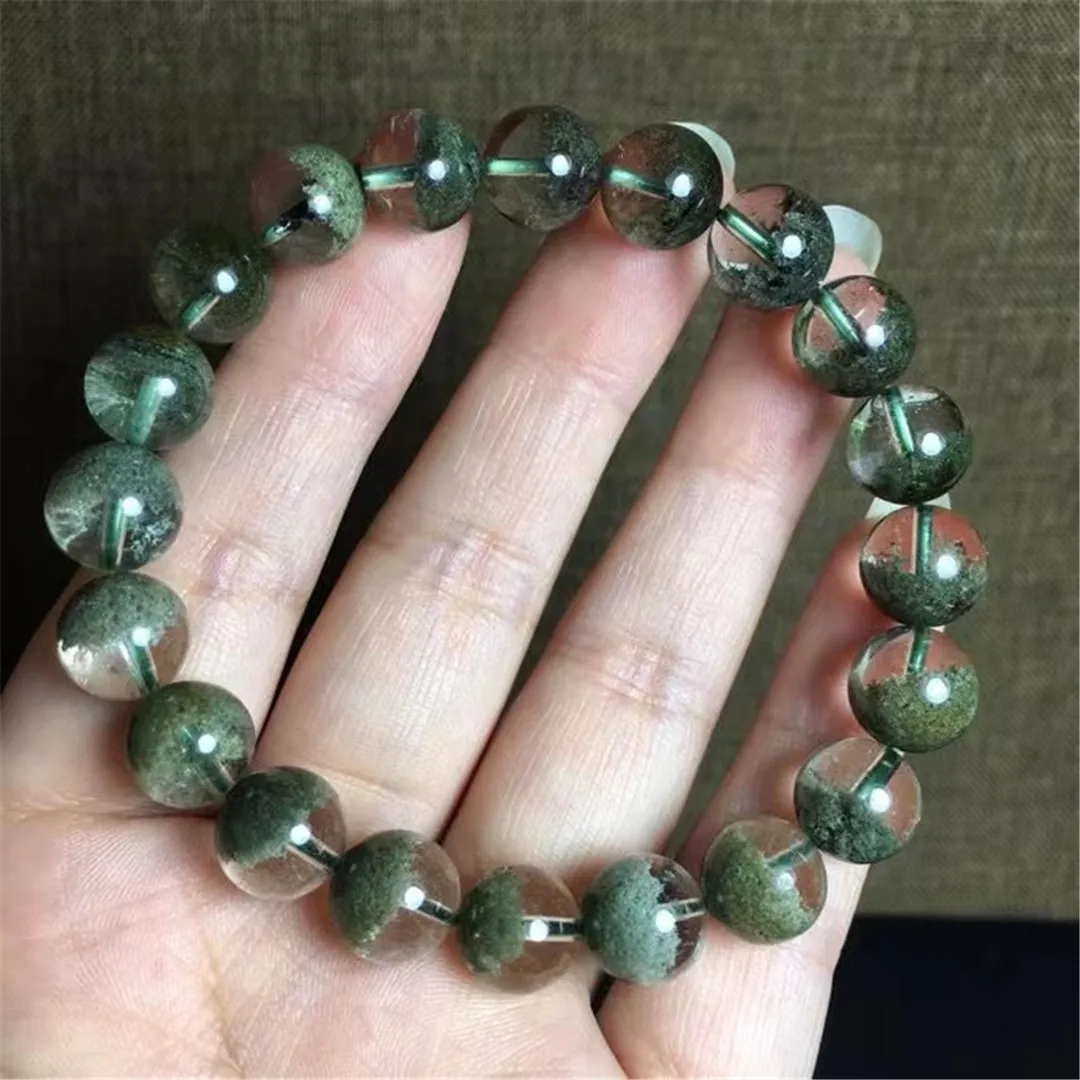 

9mm Natural Green Phantom Quartz Bracelet Jewelry For Women Men Healing Gift Crystal Beads Wealth Gemstone Stone Strands AAAAA