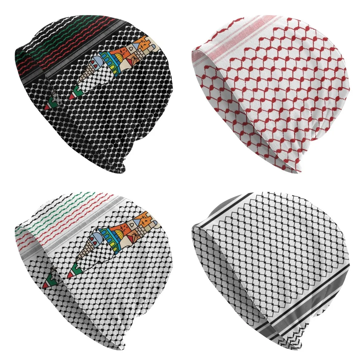 

Palestinian Map With Kufiya Hatta Beanies Caps Bonnet Winter Warm Knit Hat Men Women Adult Palestine Beanie Hats Outdoor Ski Cap
