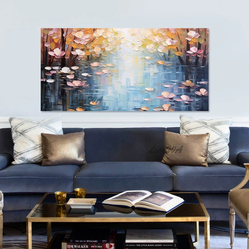 Абстрактные картины маслом для украшения стен спальни искусство ножа поддона