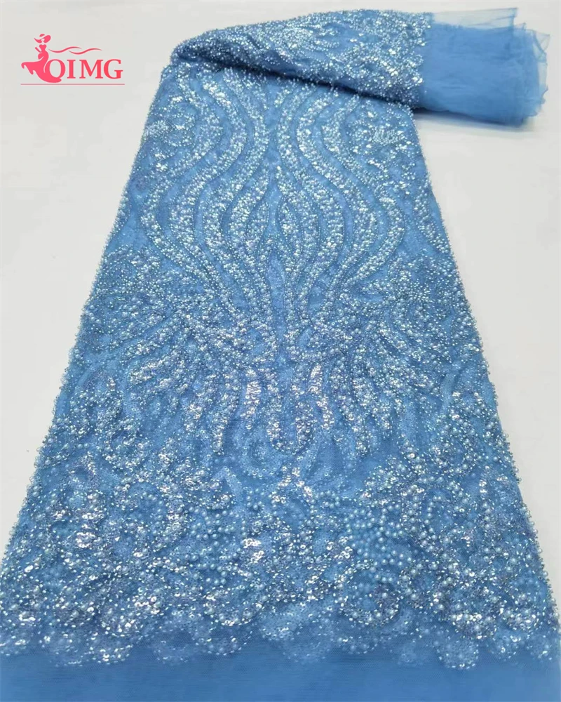 

OIMG новейшие высококачественные тяжелые бисерные кружевные ткани Дубая 2023 Роскошные нигерийские сетчатые блестки кружевные ткани для свад...