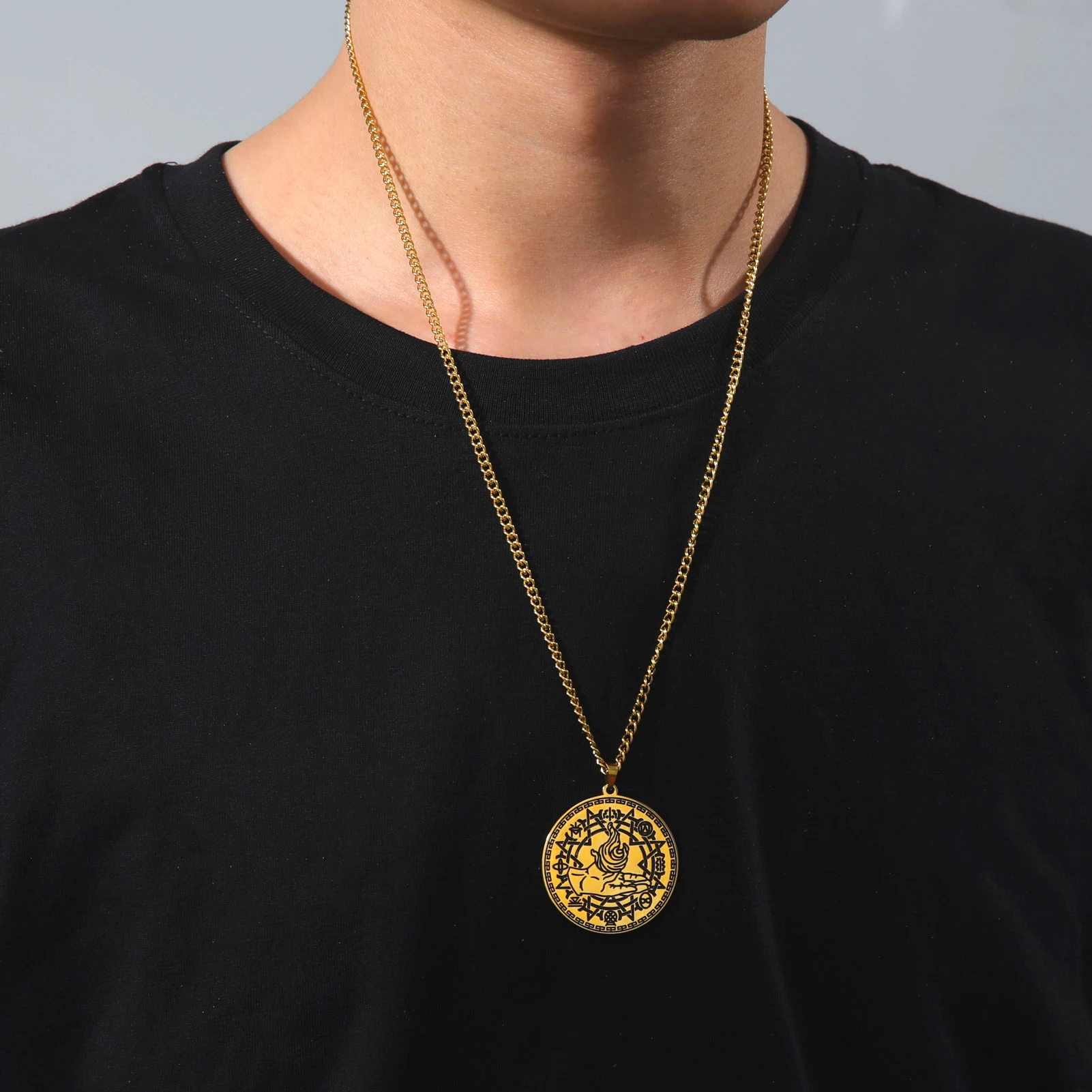 LIKGREAT волшебный символ огня ожерелье с алхей Классическая Геометрическая