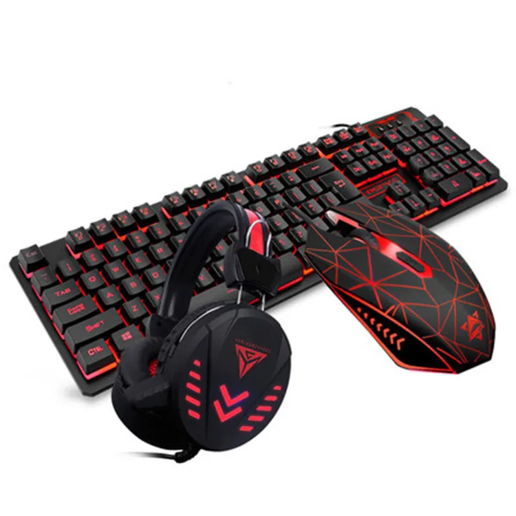 

Keyboard Mouse Combos, Laudtec Ergonomic Gamer RGB LED Backlit Keyboard USB PC Computer Gaming Keyboard and Mouse Combo Set//