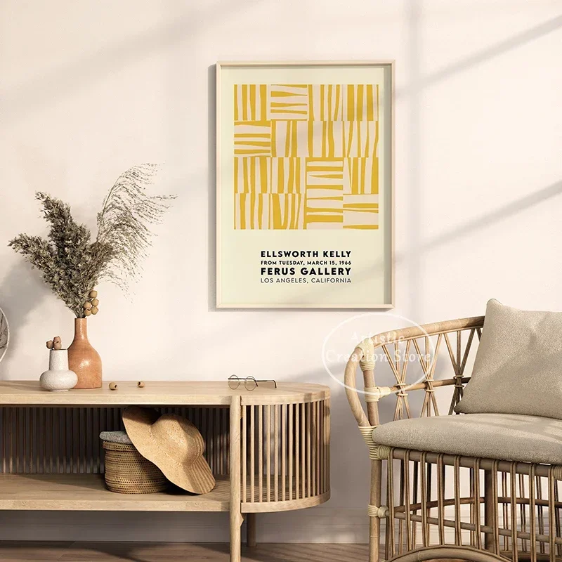 Выставочный постер Ellsworth Kelly абстрактный геометрический фиолетовый желтые