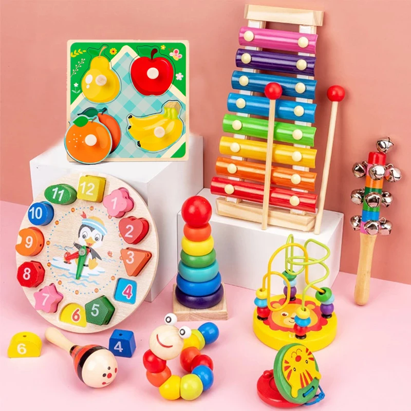 Деревянные развивающие игрушки Монтессори деревянные радужные музыкальные