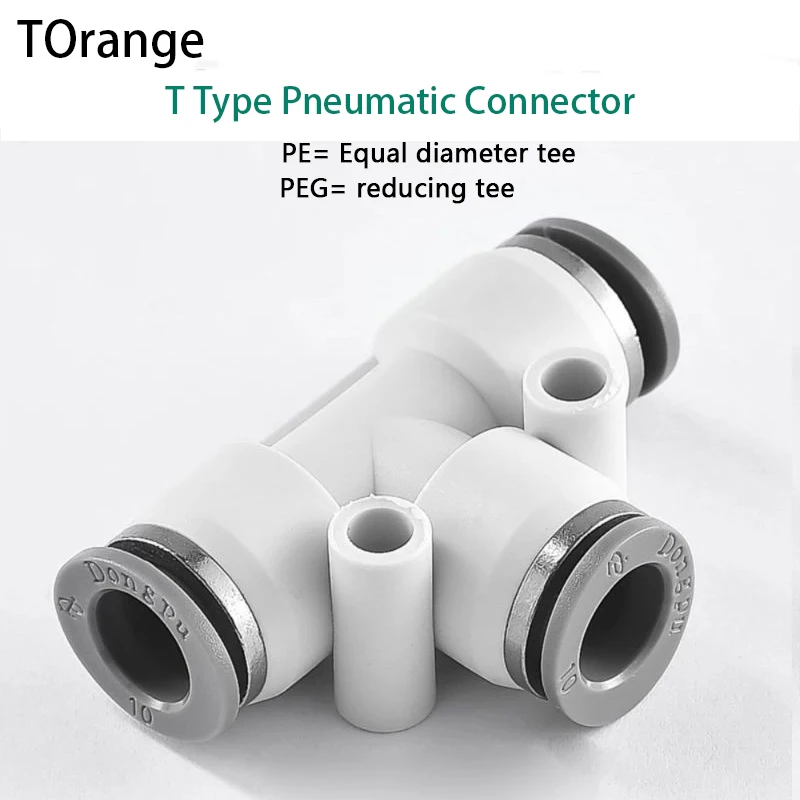 

T Type Pneumatic Connector Tee Union Push In Fitting for Air Pipe joint Hose Pipe Fittings 1 Pcs