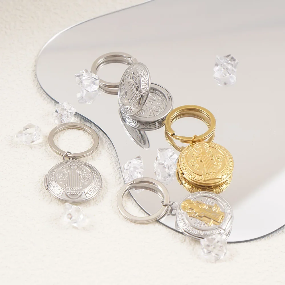 Медальон San Benito из нержавеющей стали брелок золотого/серебряного цвета