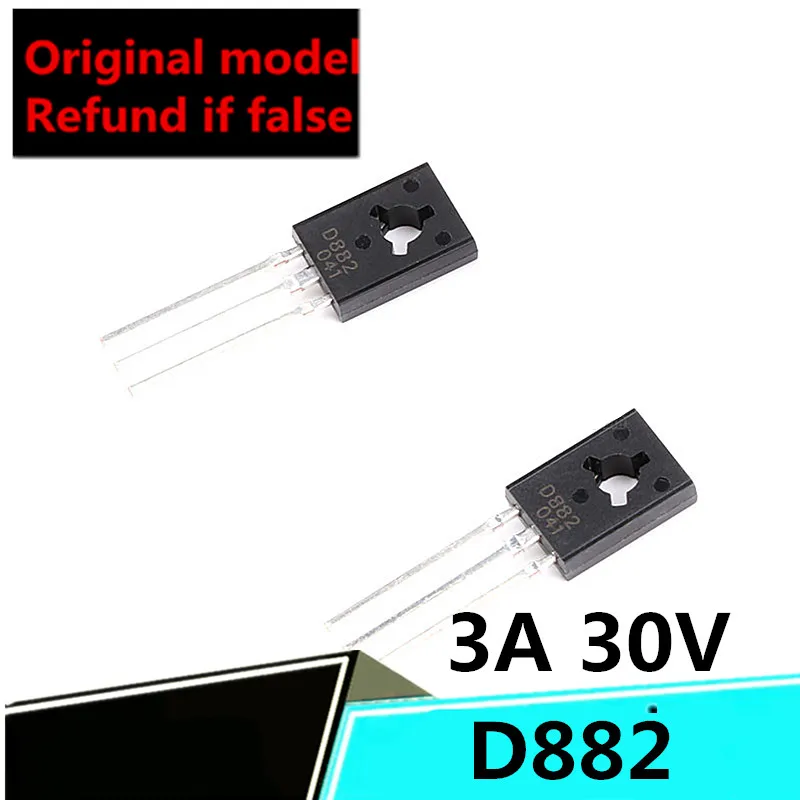 

brand 10PCS original genuine 2SD882 D882 TO-126 NPN transistor 30V/3A in-line triode copper pin