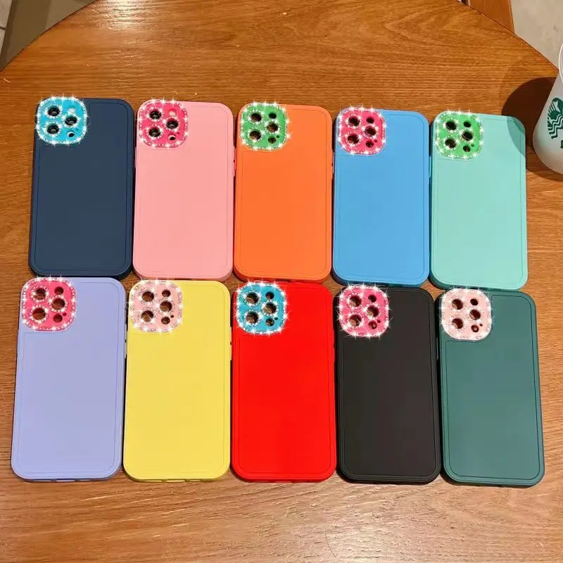 

For Apple iPhone 14 13 12 11 Pro Max XR XS X 7 8 Lens With Drill Case For iphone14 Pro MAX 6 7 8 Plus Soft Silicone Back Cover