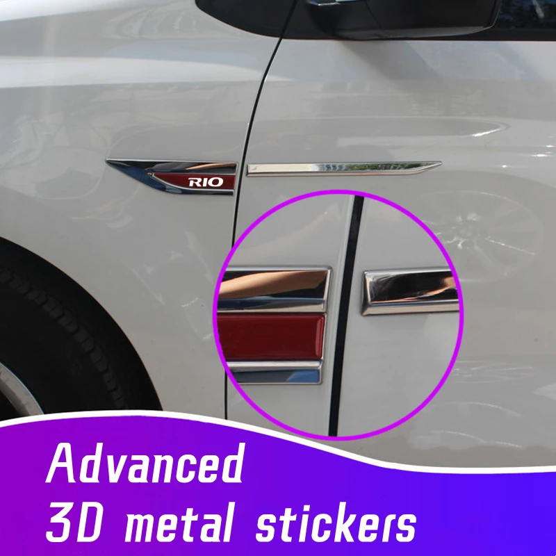 

For KIA RIO 2 3 4 5 Xline x line car Side Leaf Plate Decoration Sequins Leaf Board Side Label Exterior 3D Metal Sticker