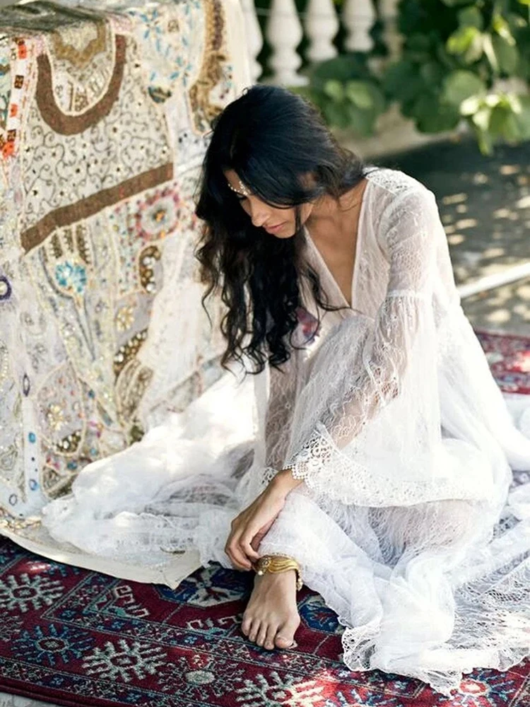 

See-through Pregnancy Photoshoot Dress Lace Maternity Dress Photo Shoot Beach Vacation White Openwork Lace Pregnant Photography