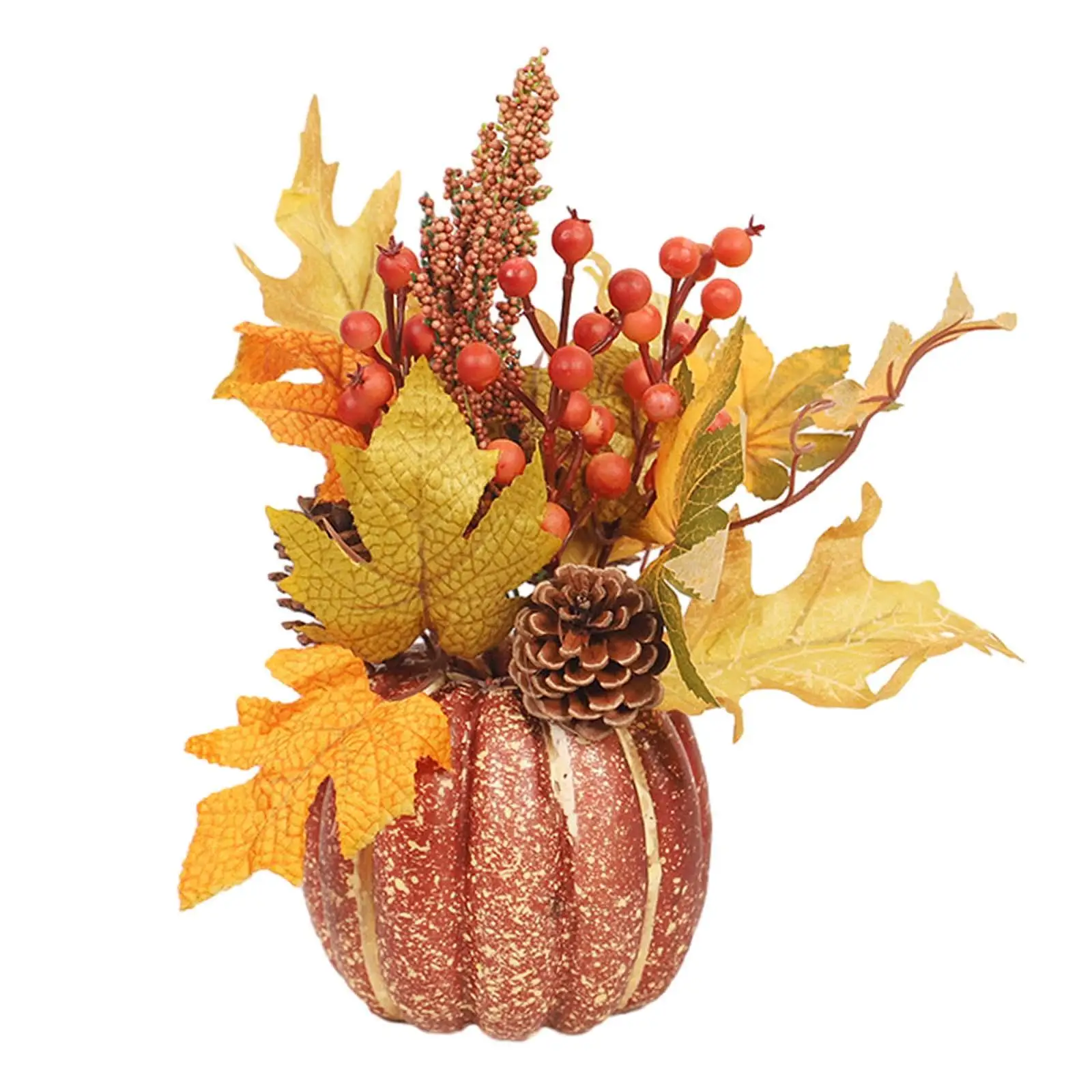 

Artificial Pumpkin Maple Leaves Flower Colorful Decorative Photography Props Floral Arrangement Party Kitchen Pumpkin Sculpture