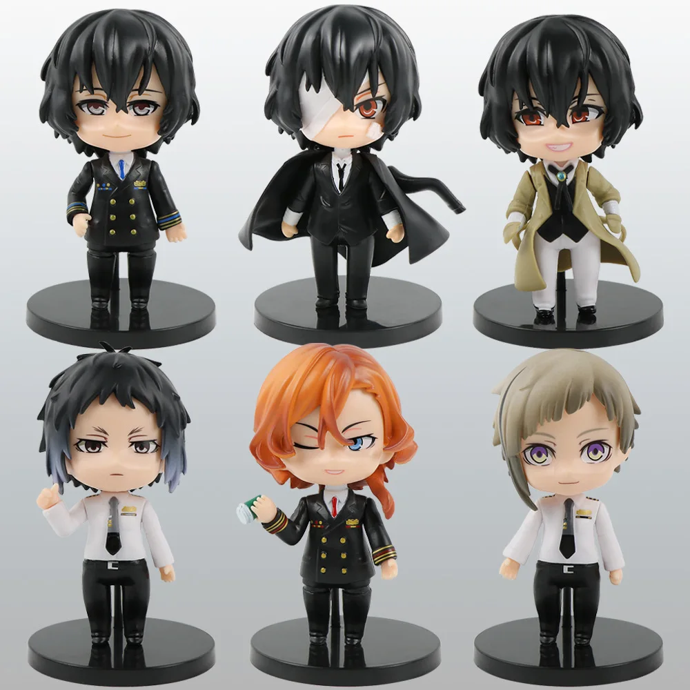

6Pcs/Set Anime Bungo Stray Dogs Action Figures Nakahara Chuuya My Hero Academia Pvc Model Statue Collection Kid Gift Toy