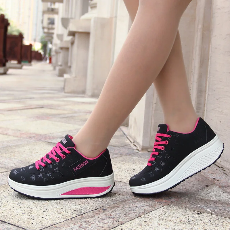 

Plus Size 41 42 Women Sports 2022 New Thick Bottom Black Female Running Shoes Spring/Autumn Flats Casual Student Walking Shoes