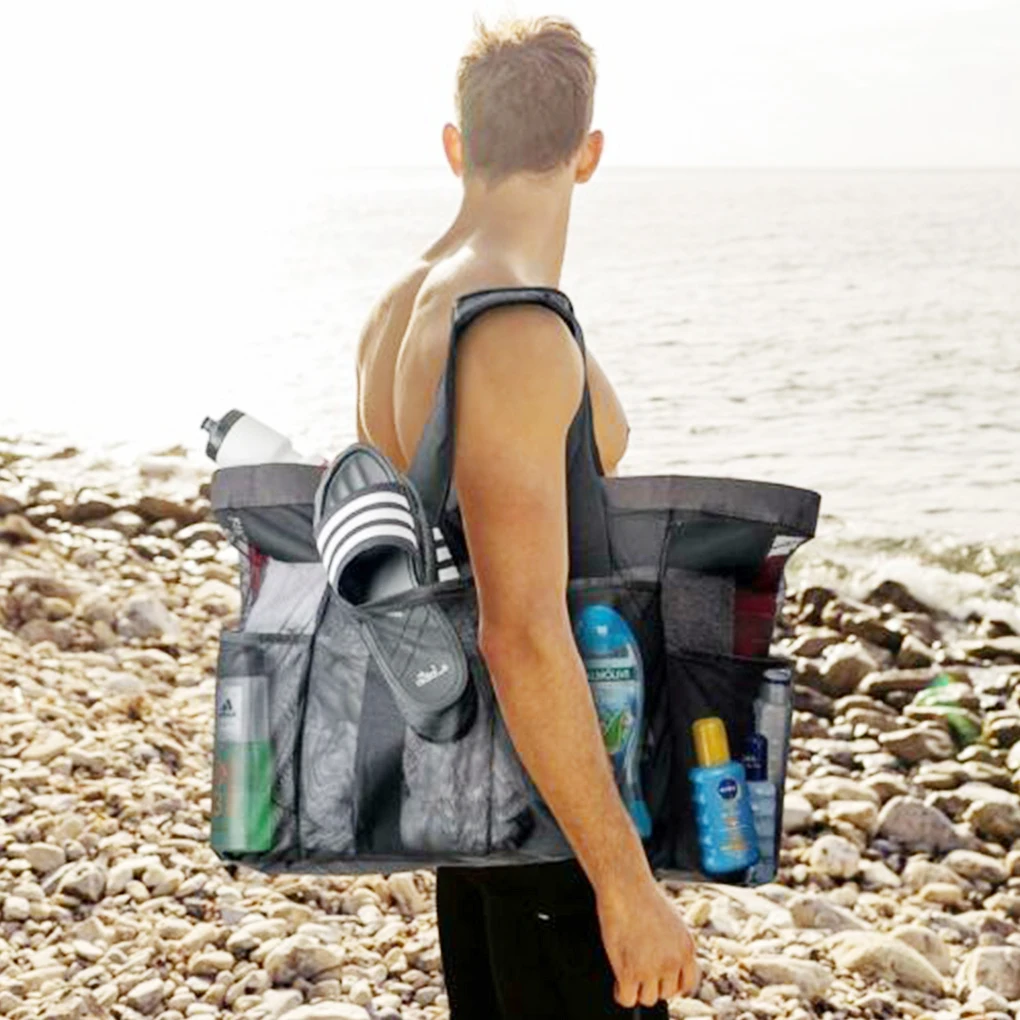 

Beach Storage Bag Toiletry Toys Slippers Large Capacity Pouch Man-carried Case Sandbeach Black Storing Wear-resistant Handbag