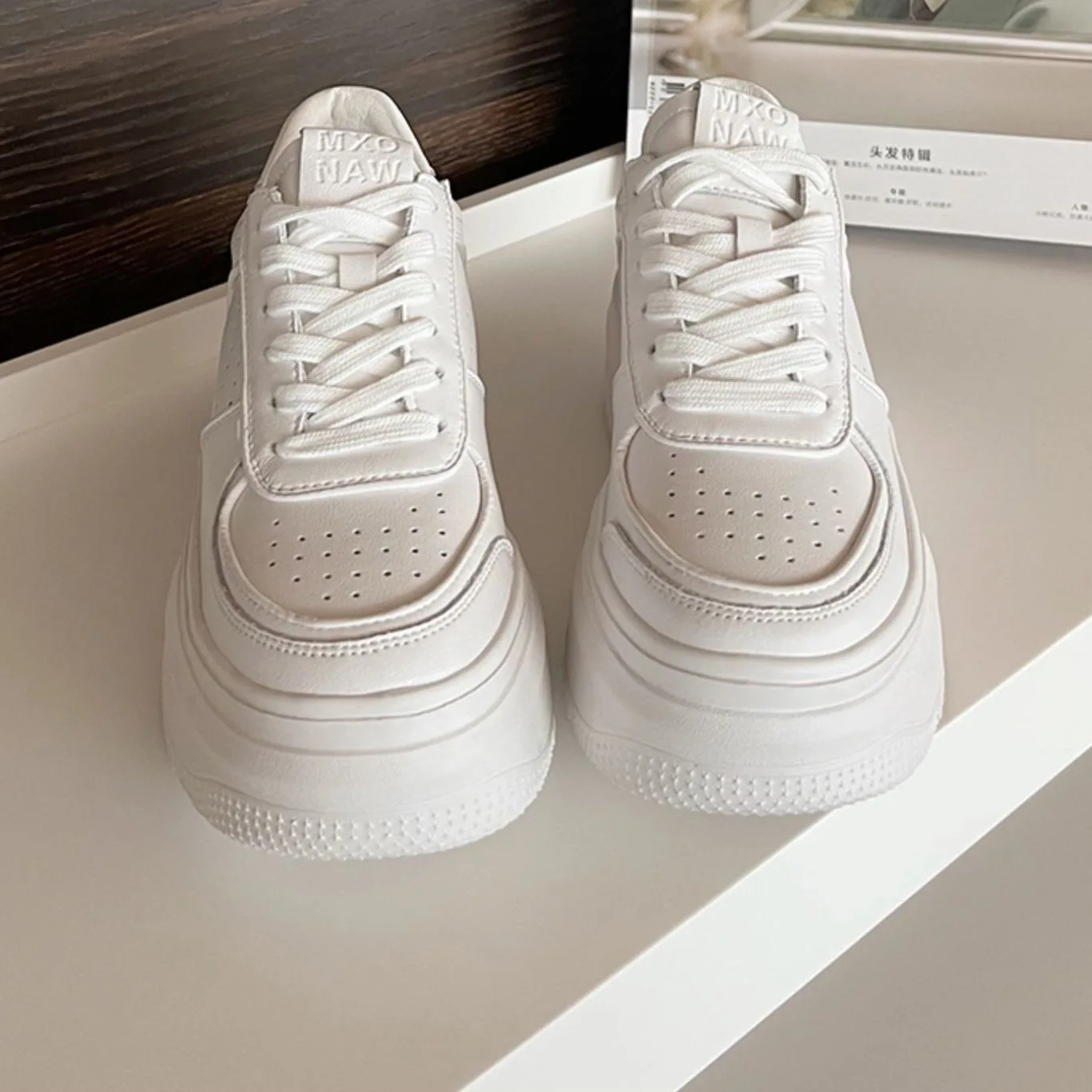 

2022 Summer Women's High Platform Sneakers White Leather Women Chunky Shoes Trainers Women Sneakers Tenis Femme Zapatillas Mujer