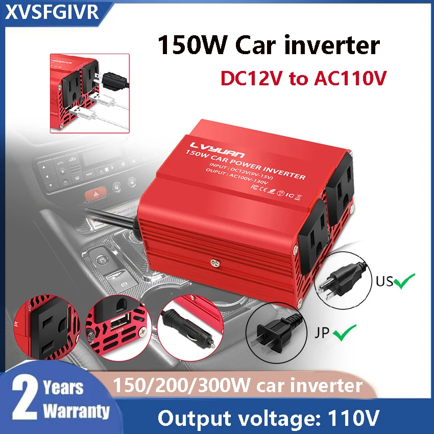

150W 200W 300W Car Inverter DC12V to AC 110V Modified Sine Wave Car Power Inverter Converter Charger Dual USB ports