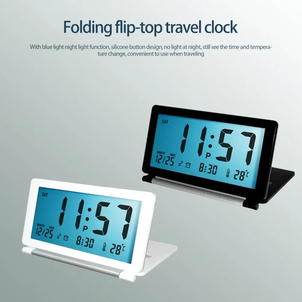 

Convenient Real-Time Response Collapsible Compact Desk Alarm Clock Digital Thermometer Portable Foldable Clock for Home